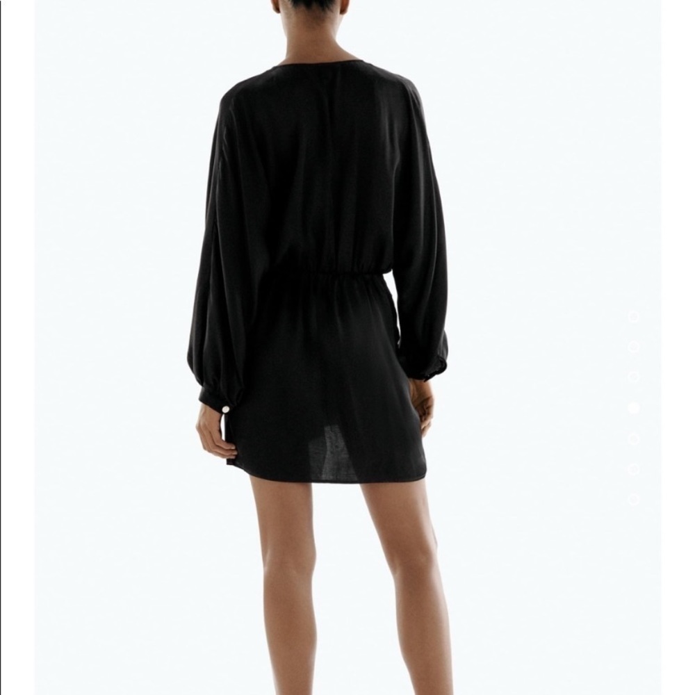 ZARA Satin effect wrap dress long sleeves Size Large - Picture 11 of 14